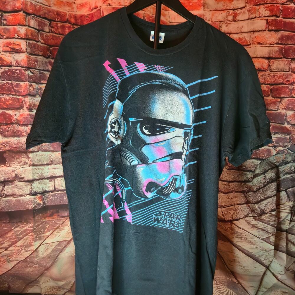 Star Wars Stormtrooper DJ Graphic T-Shirt Mens Large Black Sci-Fi Art Tee